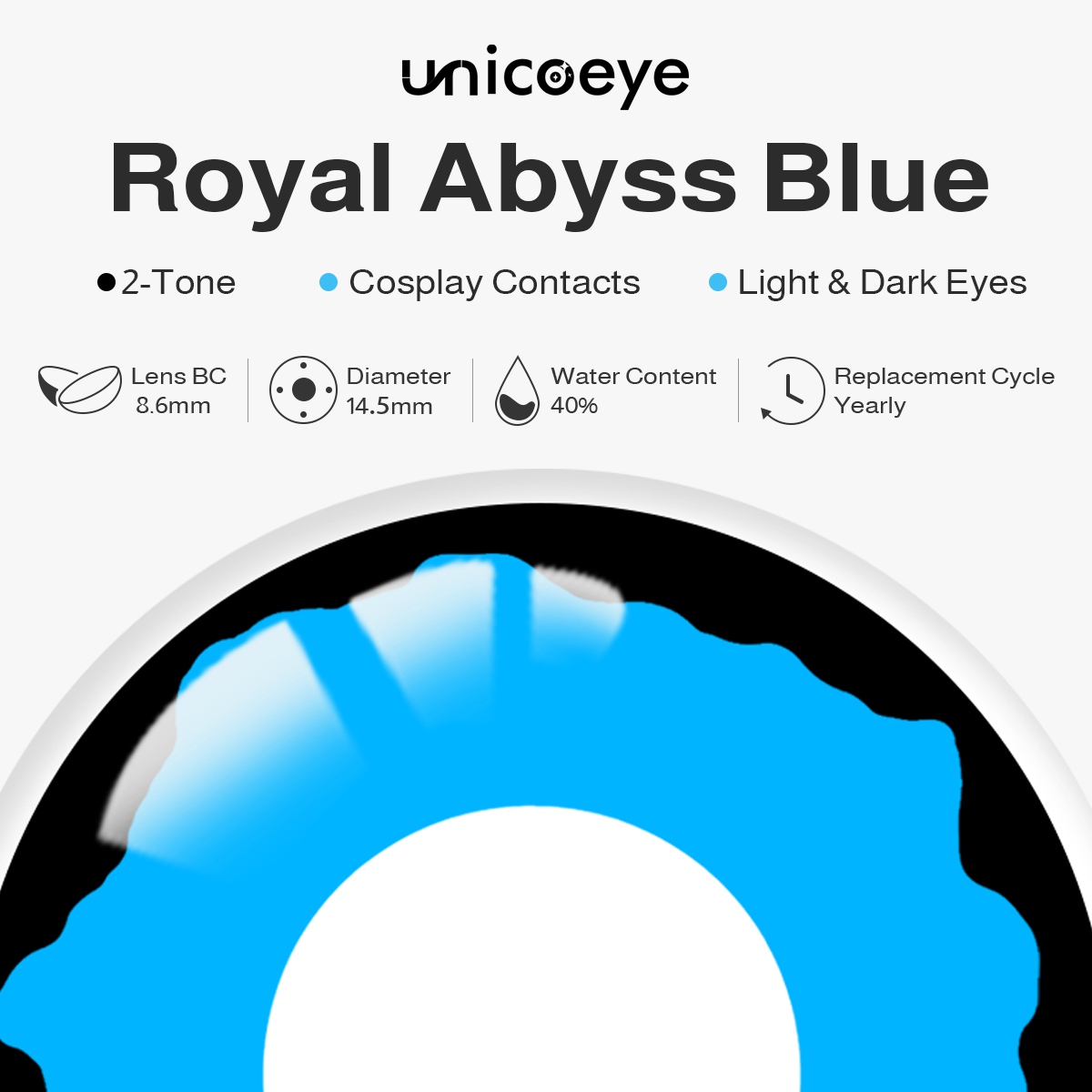 Royal Abyss Blue Costume Yearly Contact Lenses | 2 Pcs