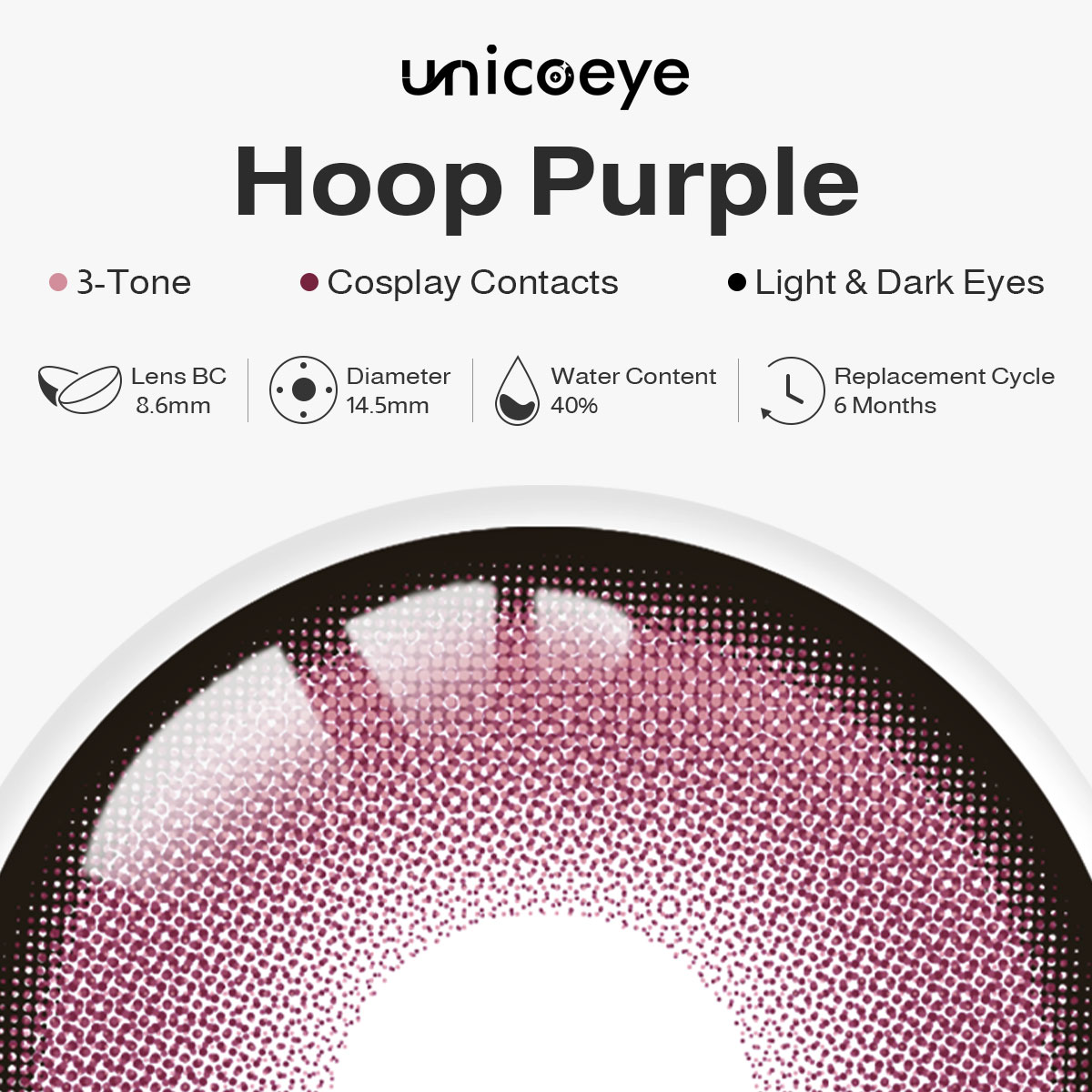 Hoop Purple Prescription 6 Months Contact Lenses | 2 Pcs