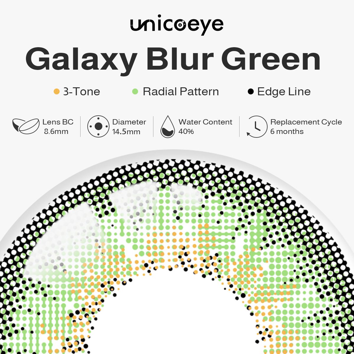 Galaxy Blur Green 6 Months Contact Lenses | 2 Pcs