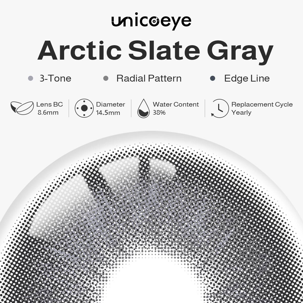 Arctic Slate Gray Yearly Contact Lenses | 2 Pcs