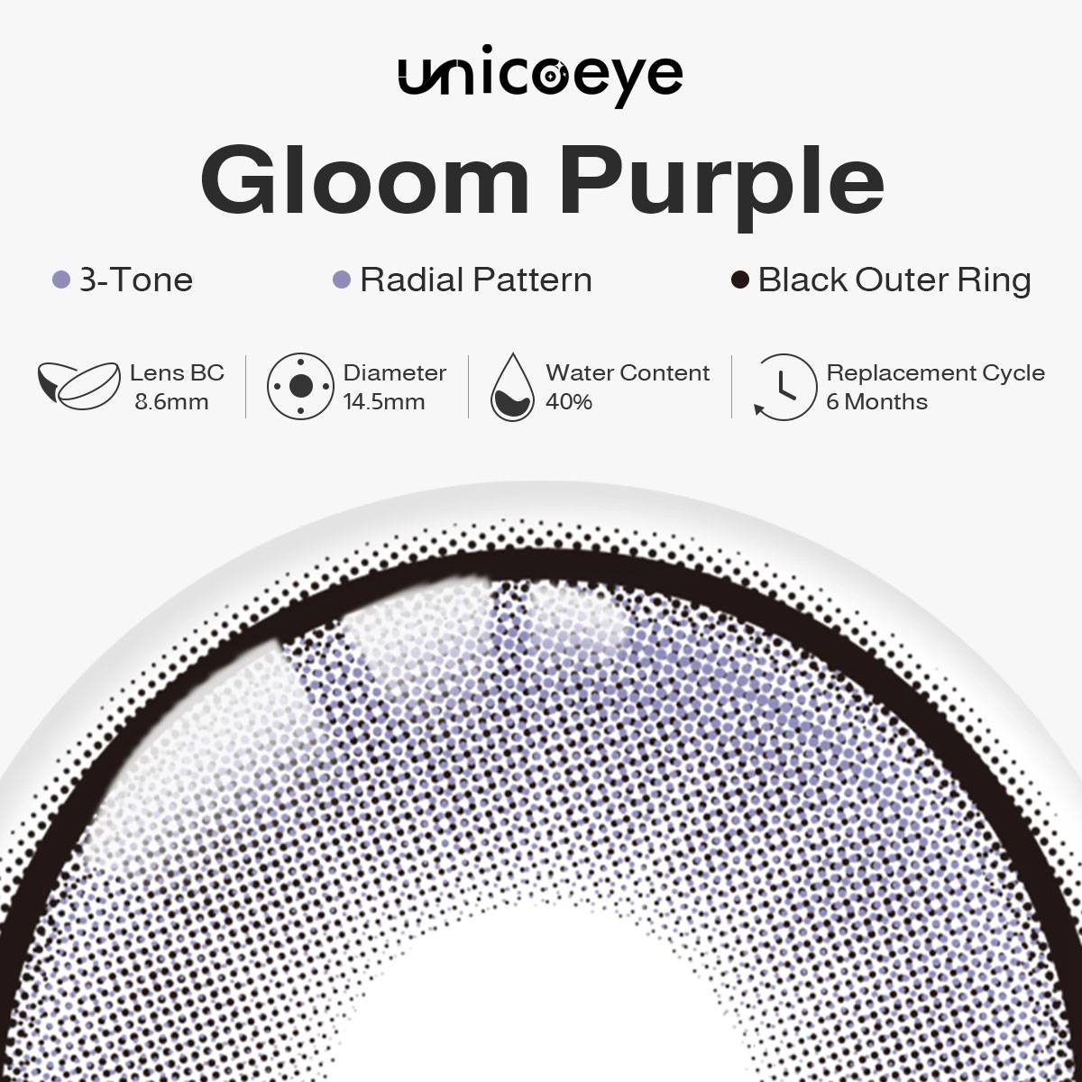 Gloom Purple Prescription 6 Months Contact Lenses | 2 Pcs