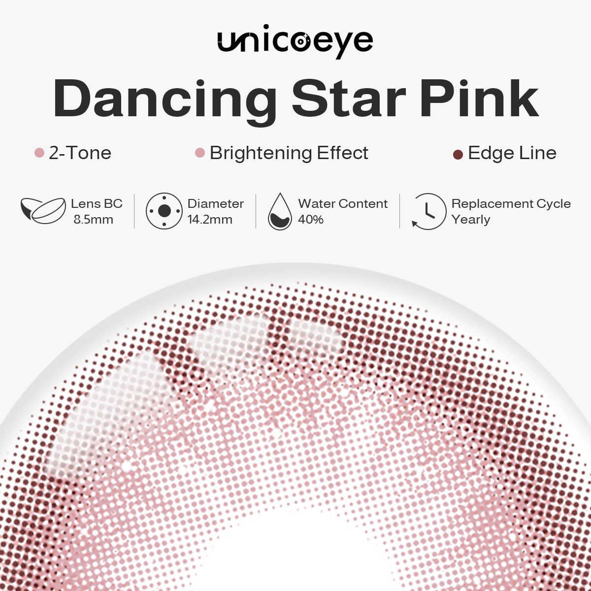 Dancing Star Pink Prescription Yearly Contact Lenses | 2 Pcs