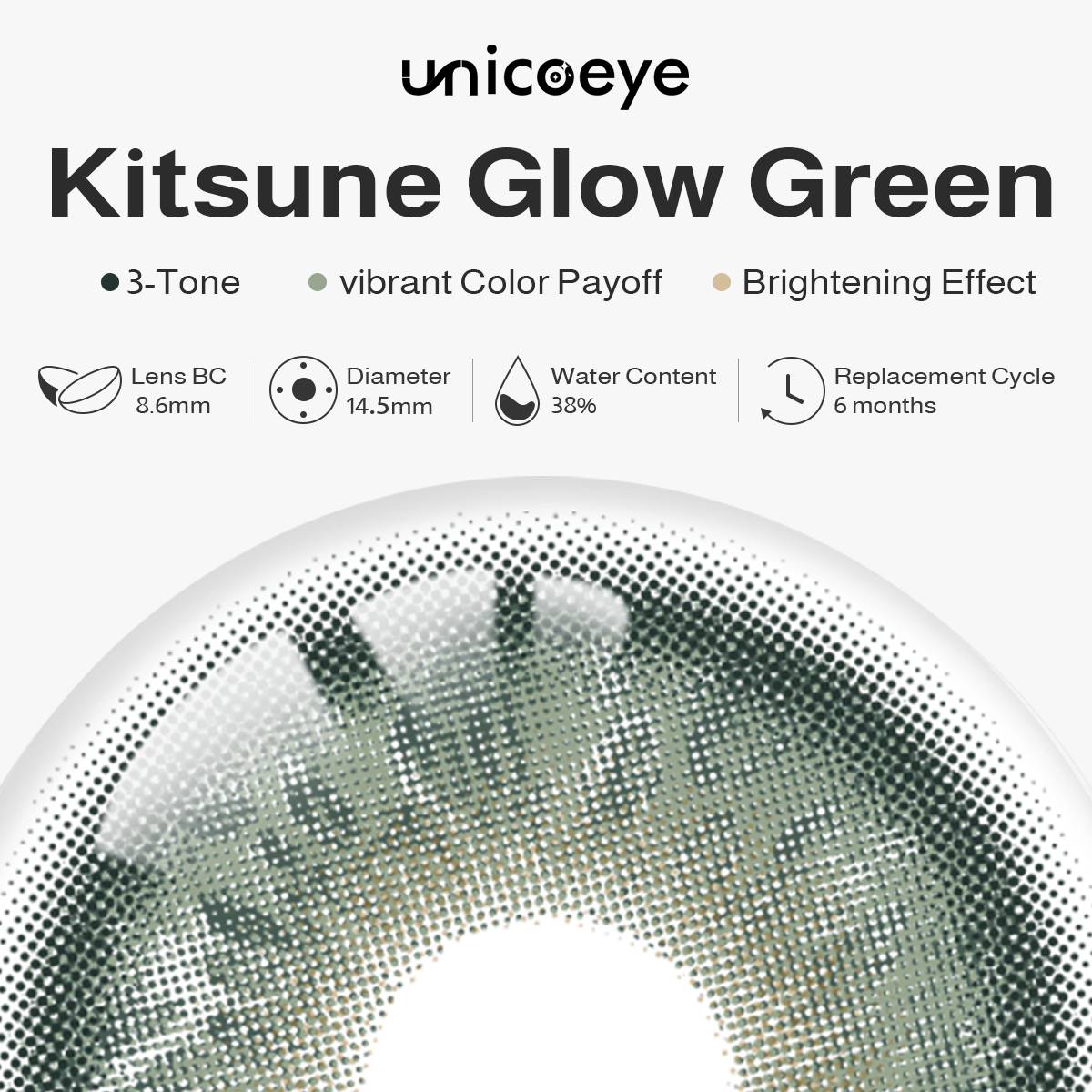 Kitsune Glow Green 6 Months Contact Lenses | 2 Pcs