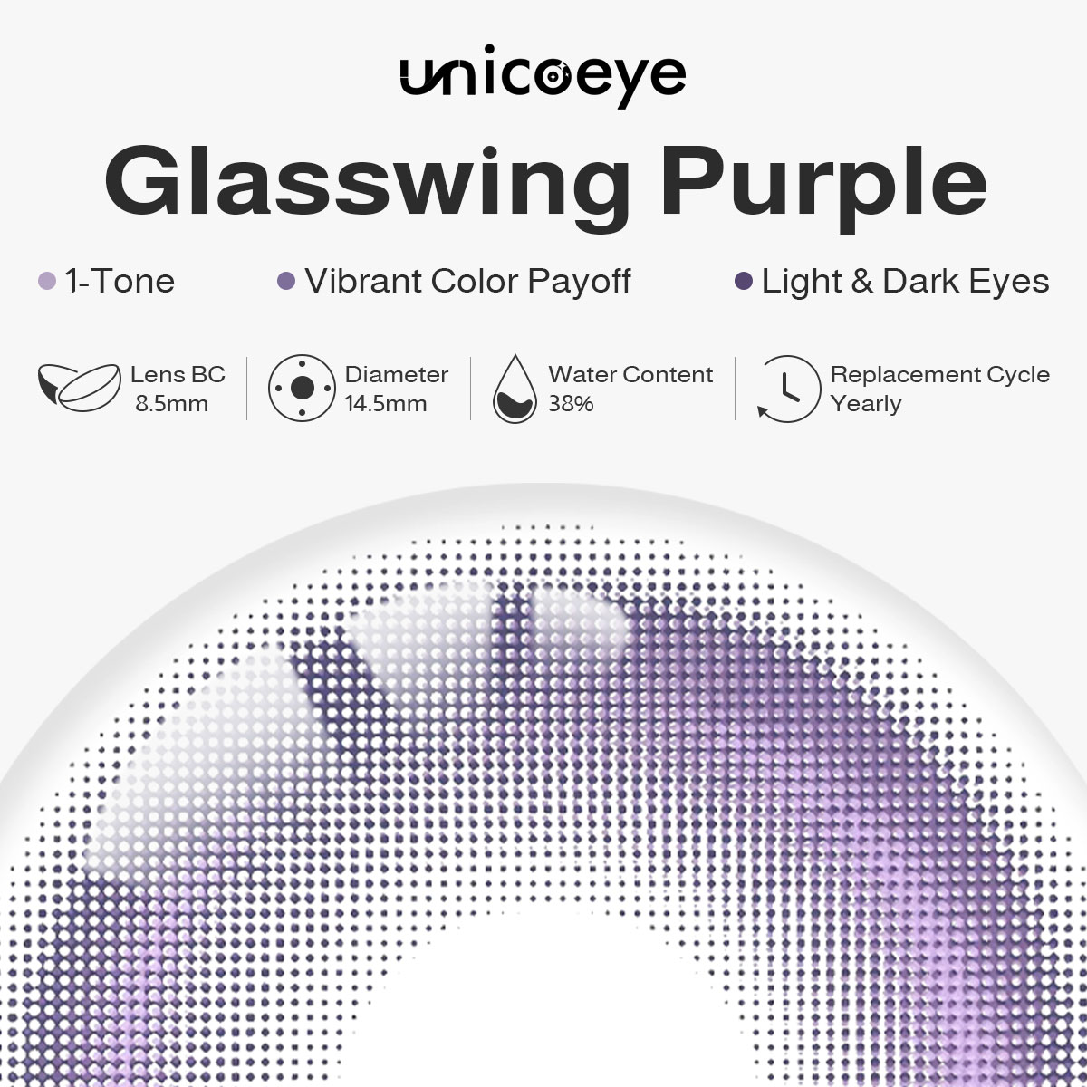 Glasswing Purple Yearly Contact Lenses