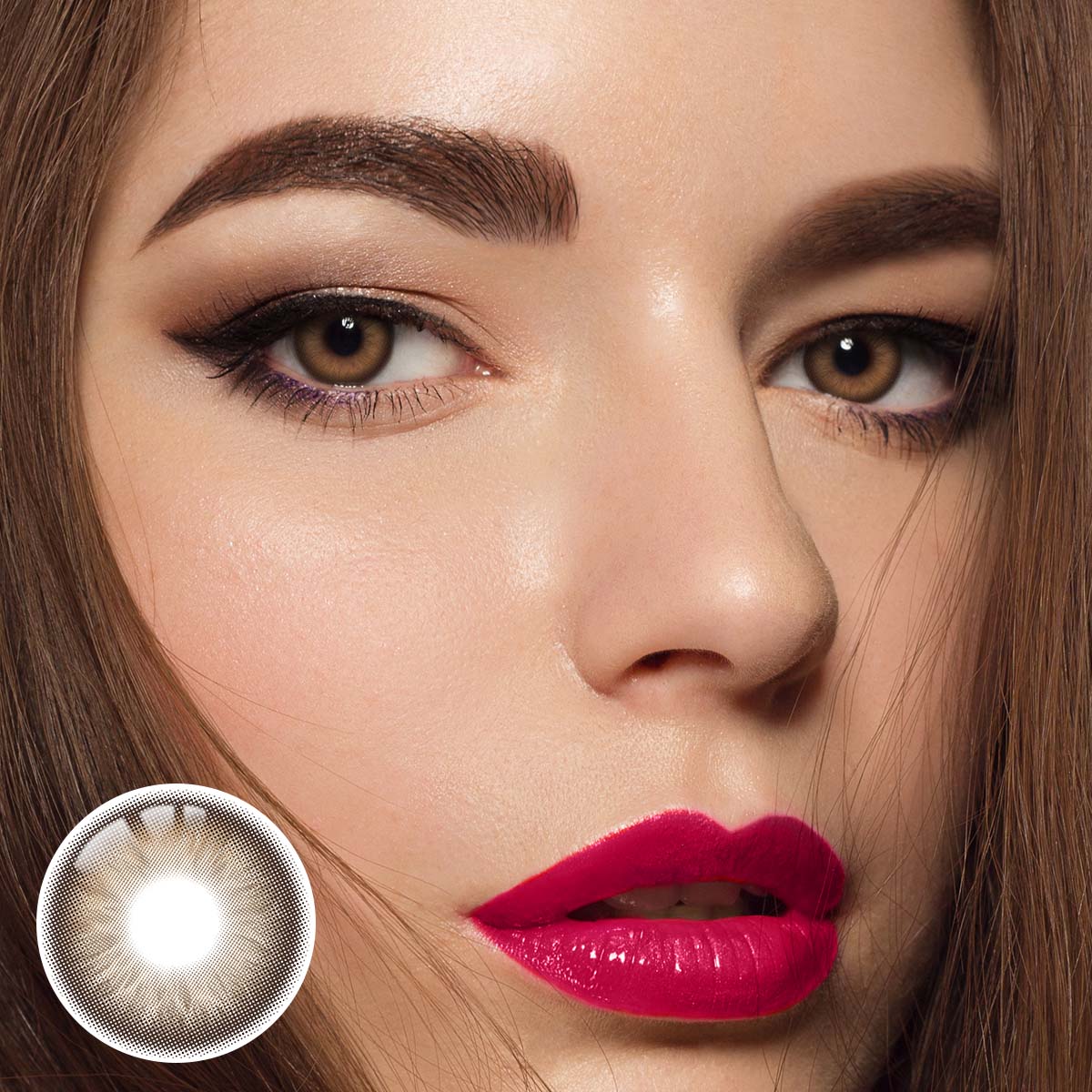 Asian Slight Drunk Brown Prescription Yearly Contact Lenses