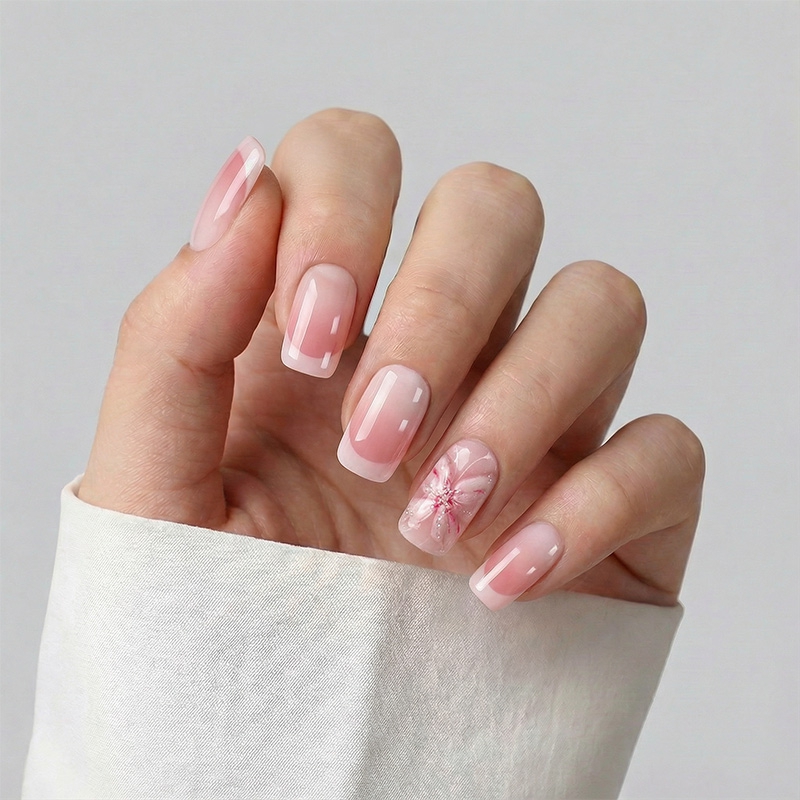 Crystal Flutter Pink Nails