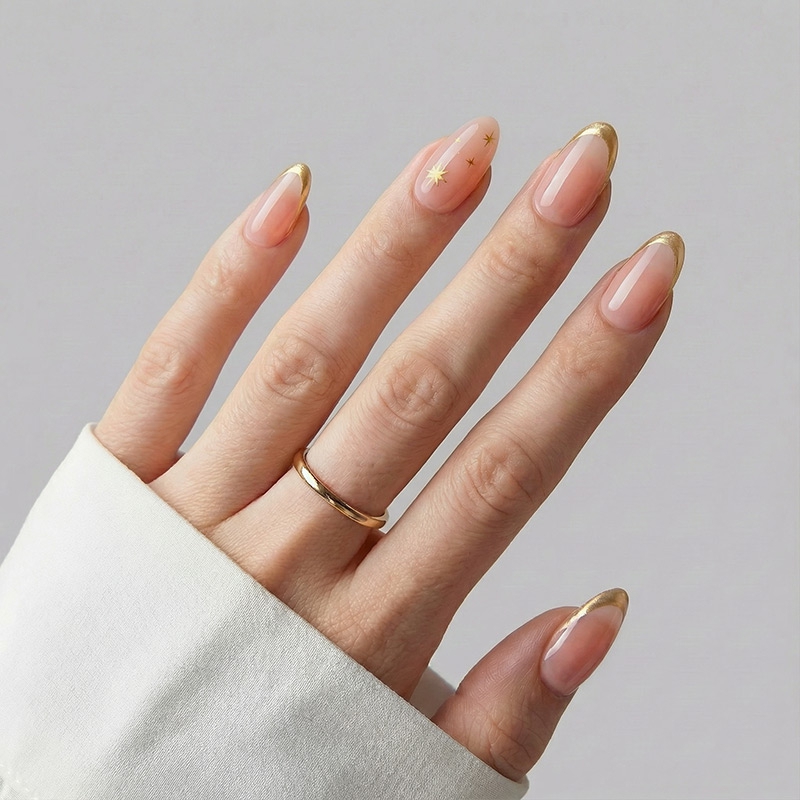 Radiant Muse Gold Nails