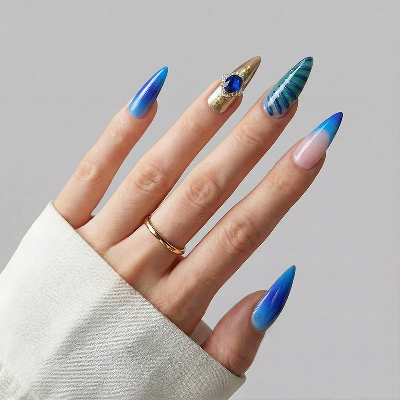 Ocean Waves Blue Nails