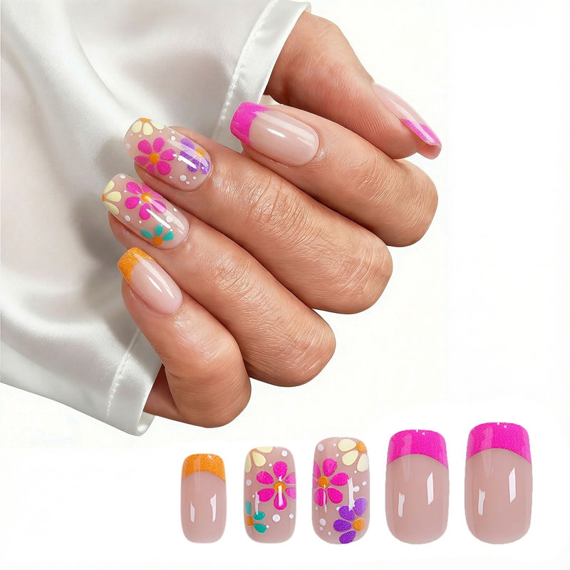 Floral Fiesta Multicolor Nails