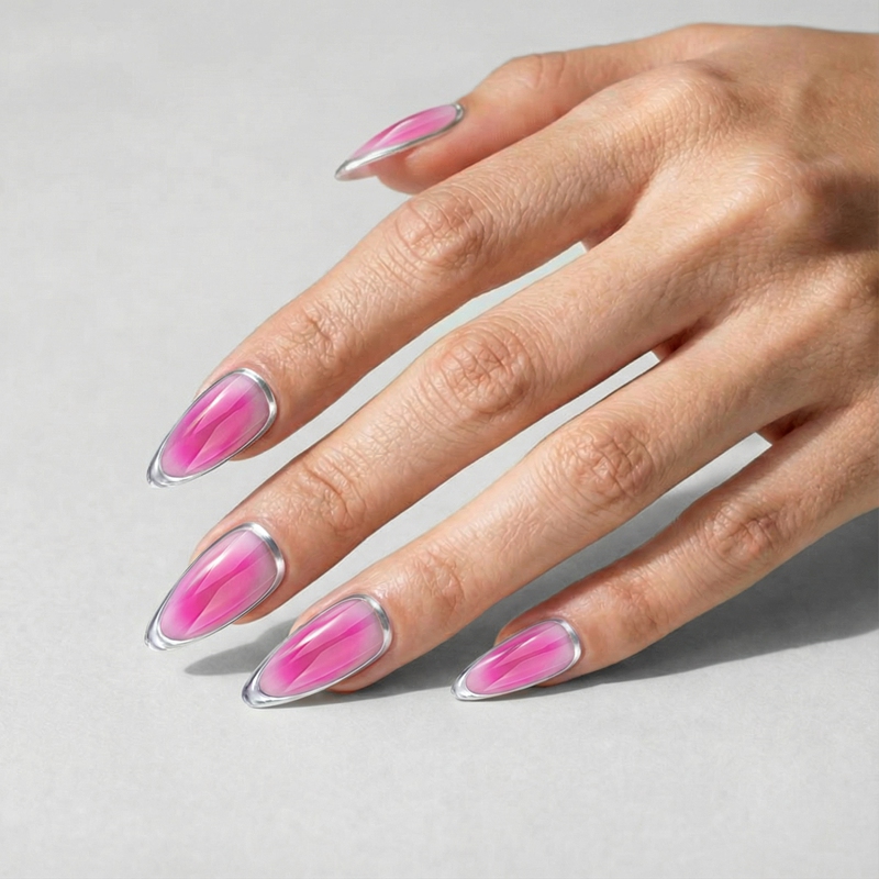 Silver Flow Pink Nails