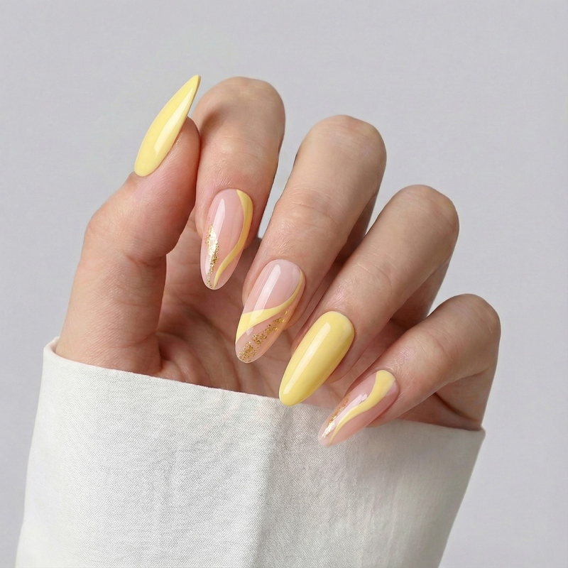 Solar Ripple Yellow Nails