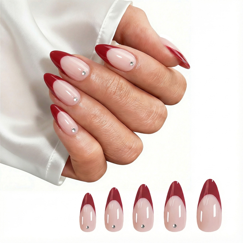 Cardinal Crystals Red Nails