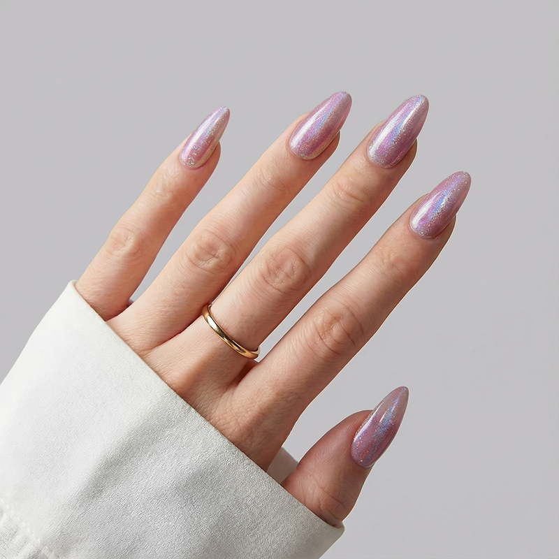 Polar Glitter Purple Nails