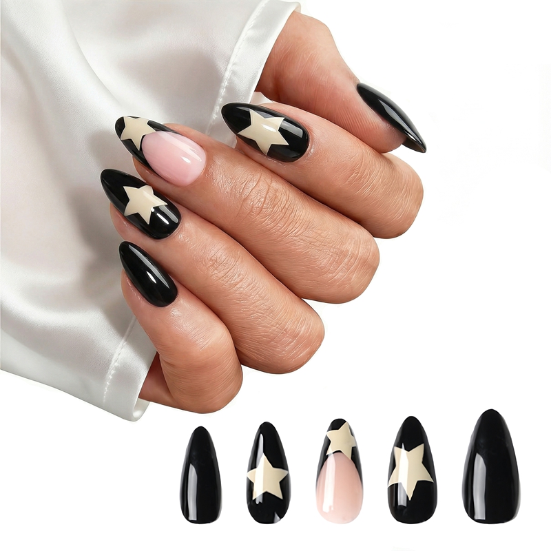 Pentagram Black Nails