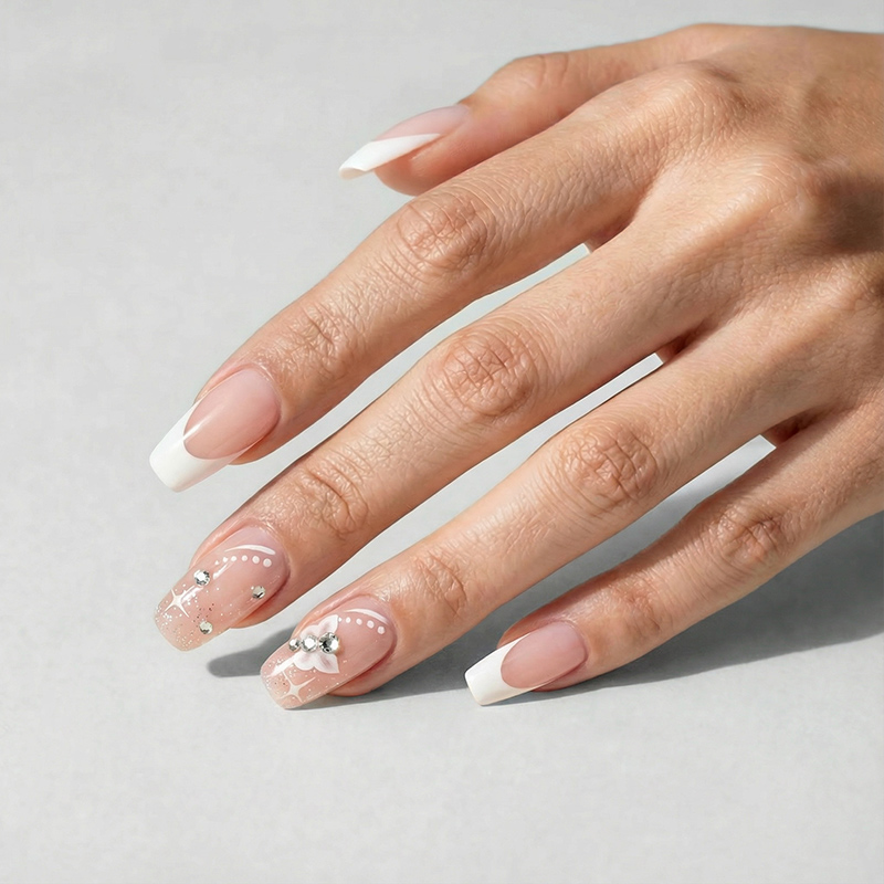 Sparkling Butterfly Pink Nails