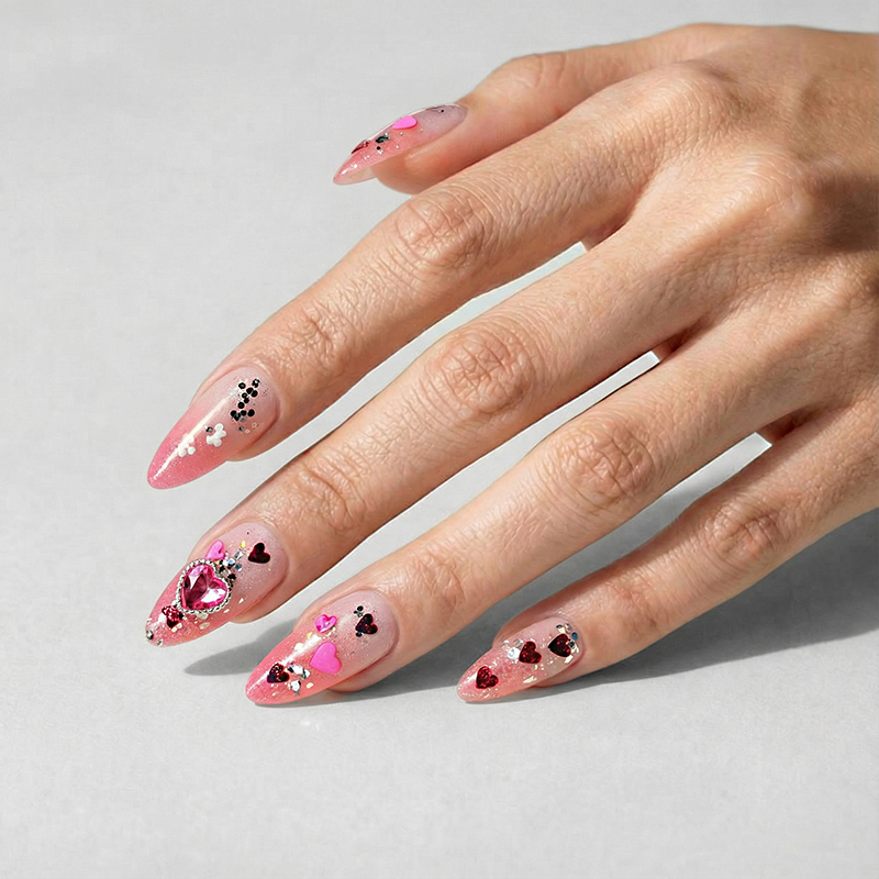 Princess Heart Pink Nails