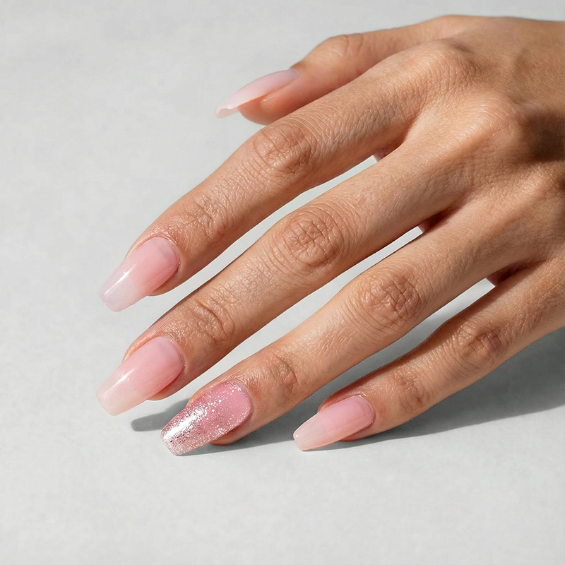 Gradient Glitter Pink Nails