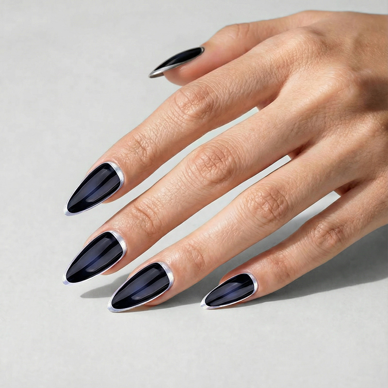 Frost Fringe Deep Blue Nails