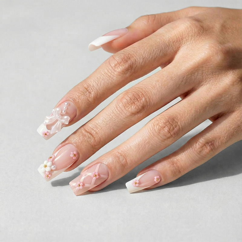 Ballet Bow Pink Nails