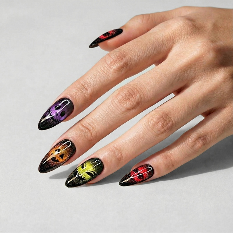 Skull Carnival Multicolor Nails
