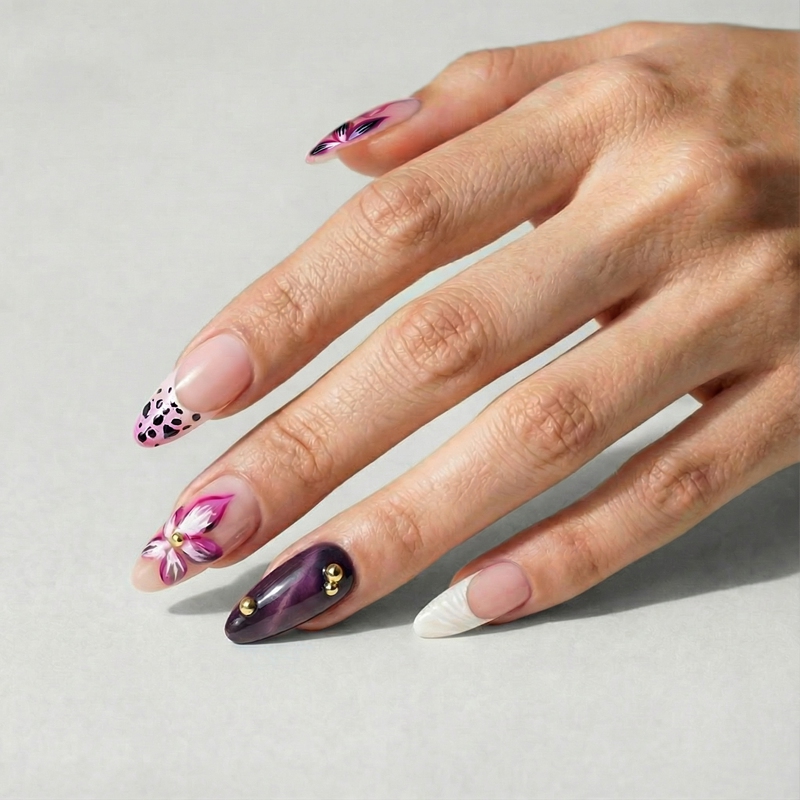 Lavender Leopard Purple Nails