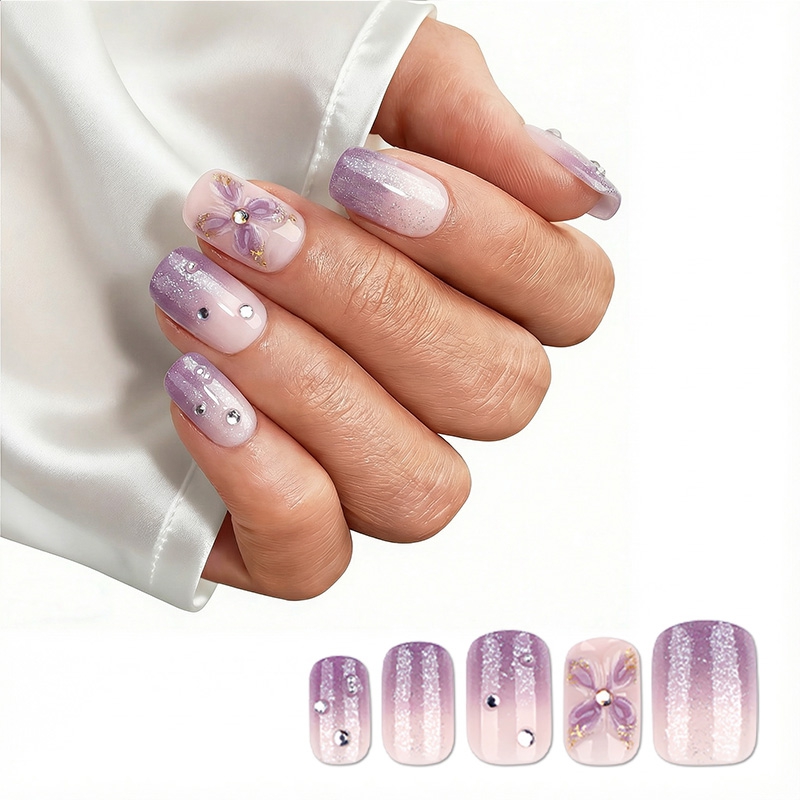 Lavender Sparkle Purple Nails