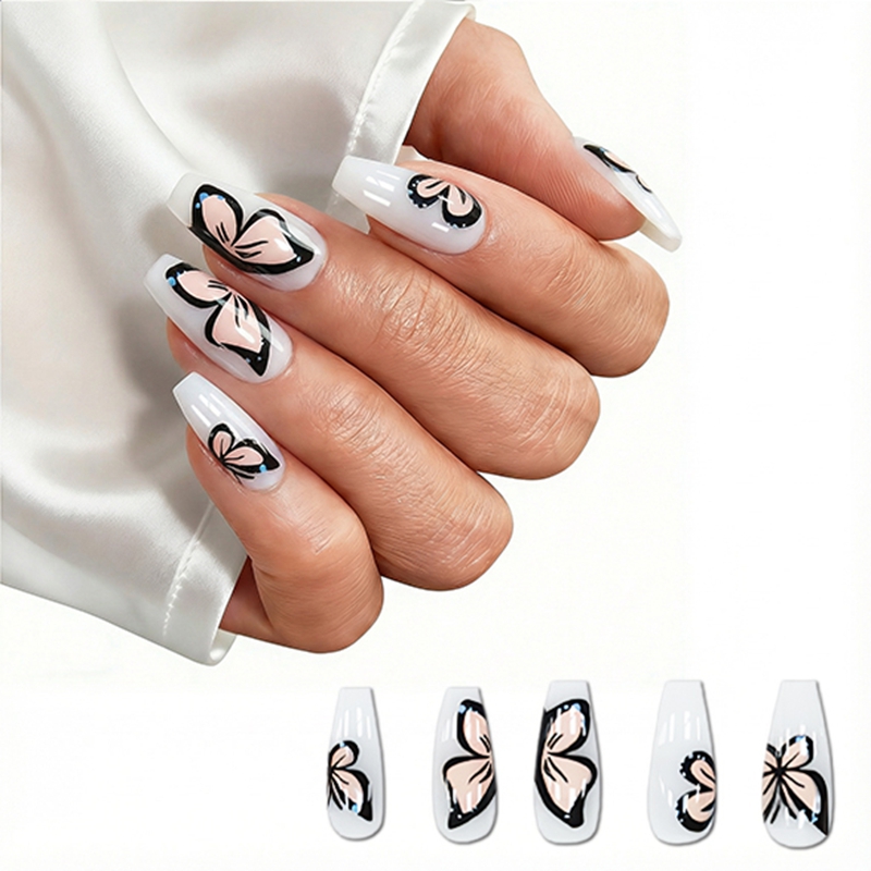 Butterfly Blush Pink Nails