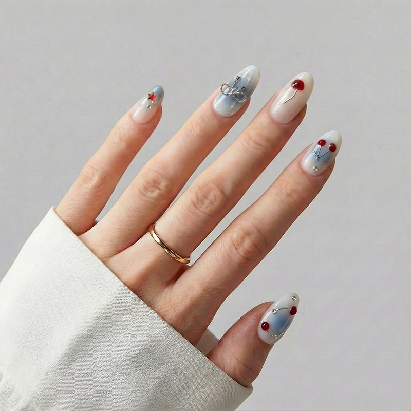 Coastal Cherry White Nails