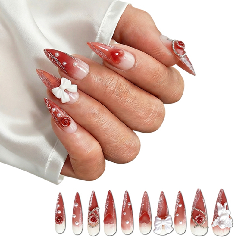 Angel Heart Red Nails