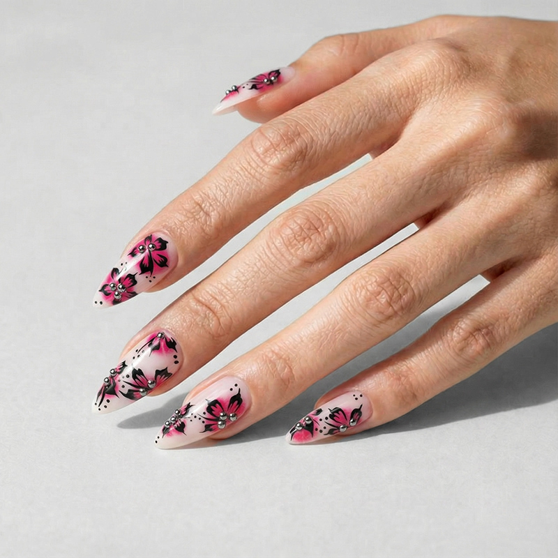 Floral Bliss Purple Nails