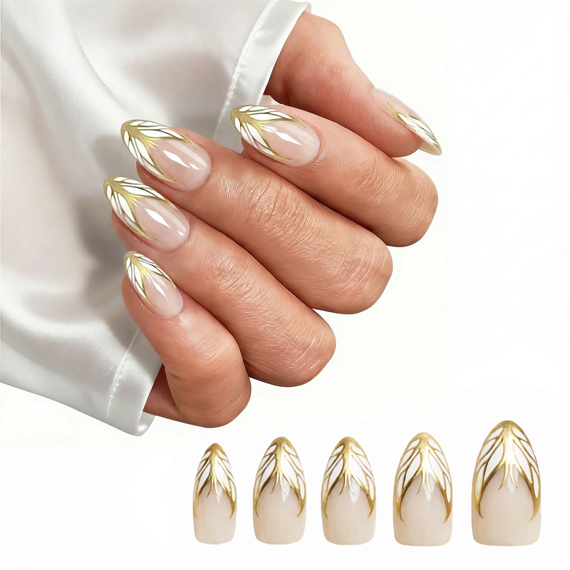 Winged Luxe Gold Nails