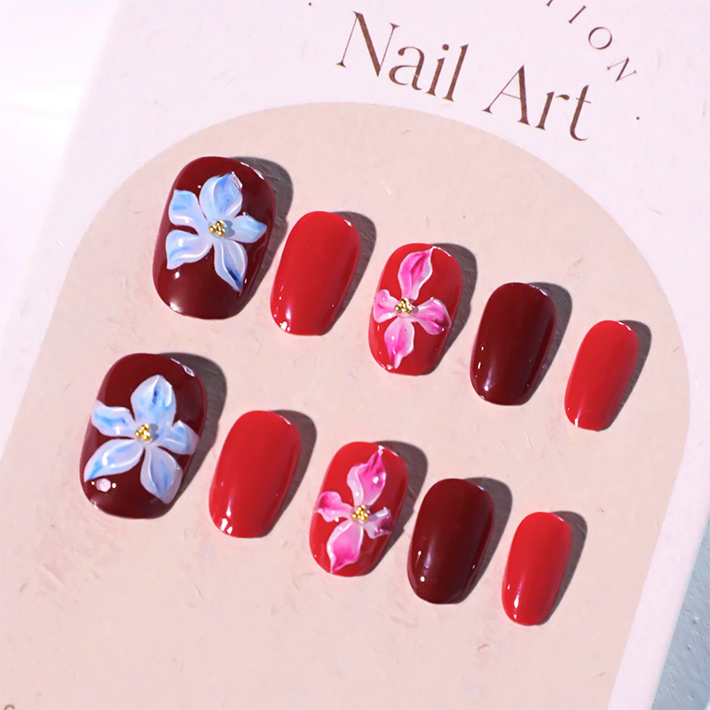 Ruby Petals Red Nails