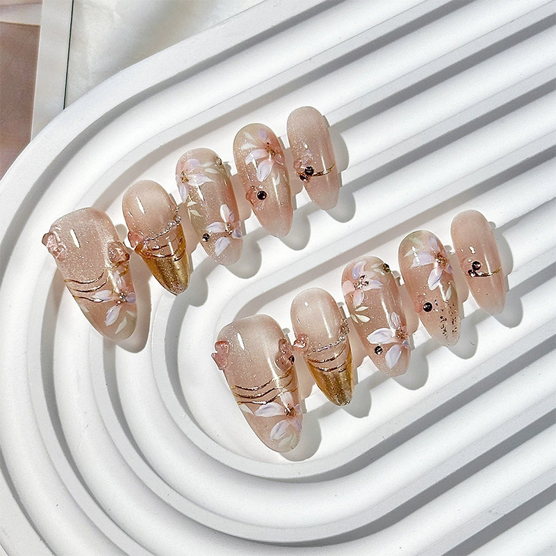 Gilded Petals Gold Nails