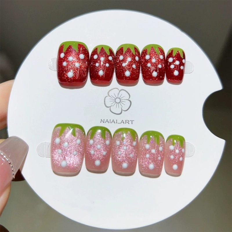 Strawberry Sparkle Pink Nails