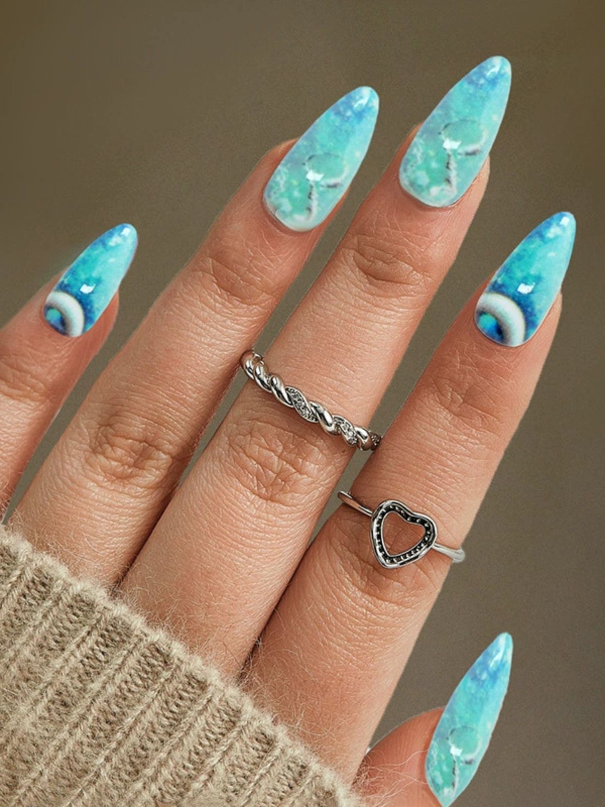 Glass Ocean Blue Nails