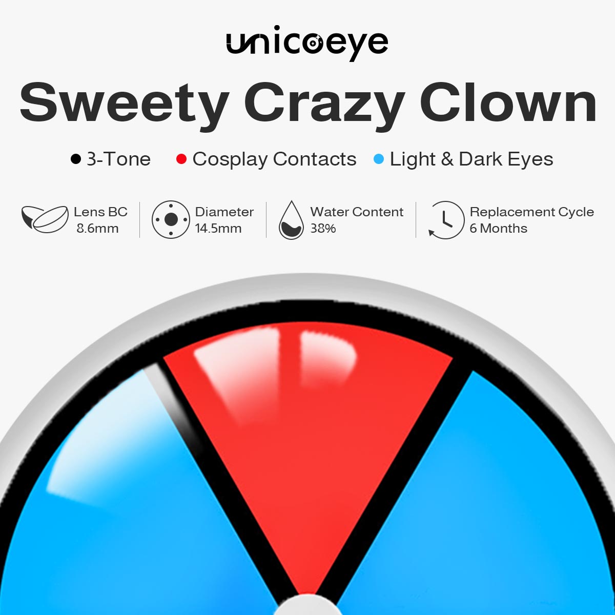 Sweety Crazy Clown Costume 6 Months Contact Lenses