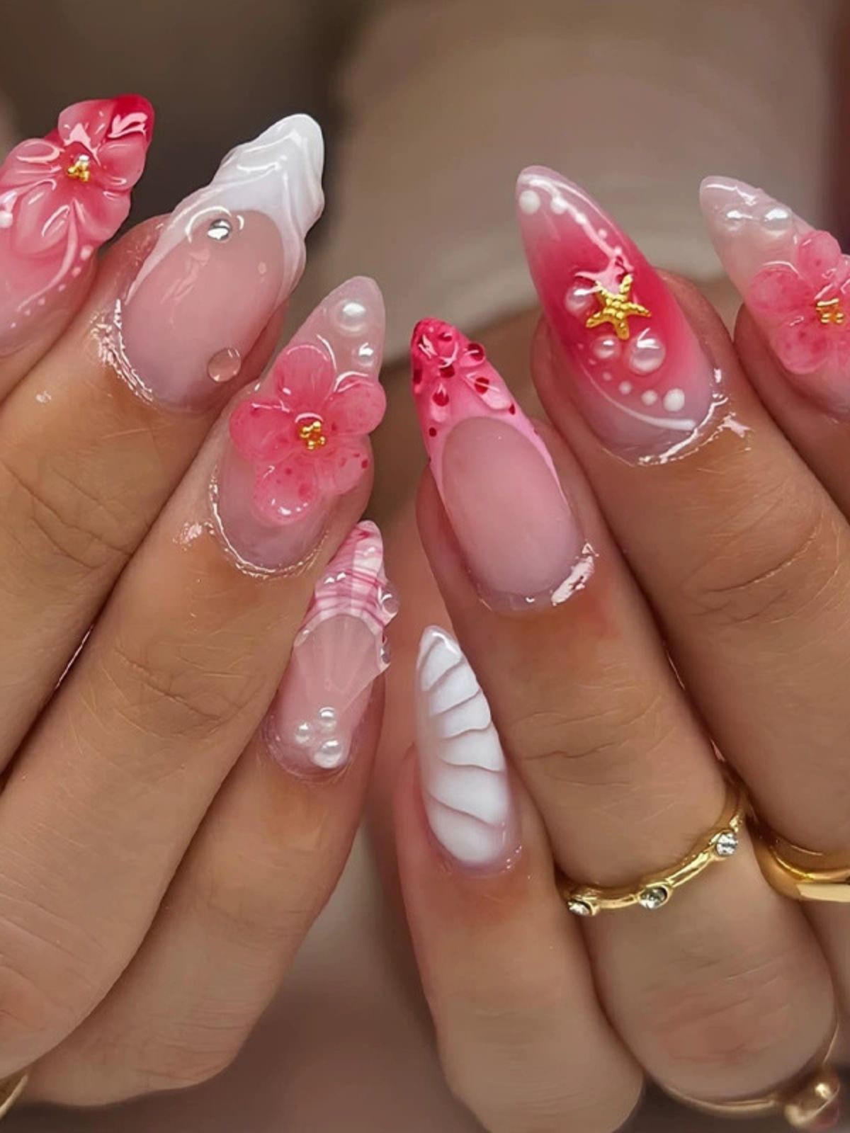 Rose Pearl Pink Nails