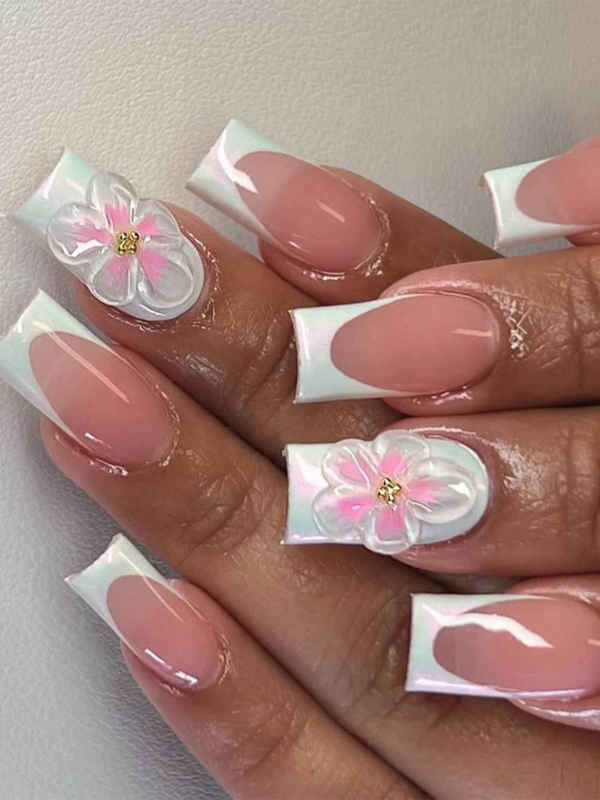 Frosted Flora Pink Nails