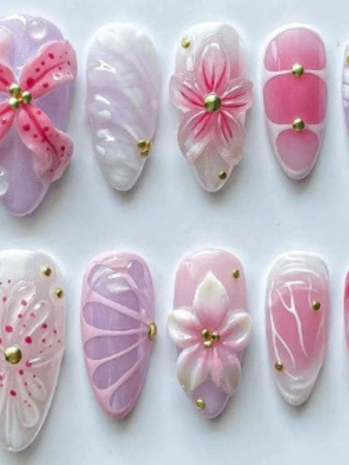 Floral Finesse Pink Nails