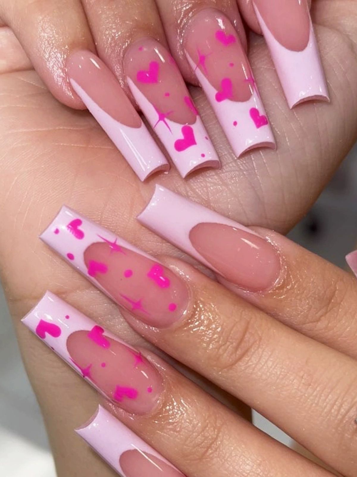 Sweet Hearts Pink Nails