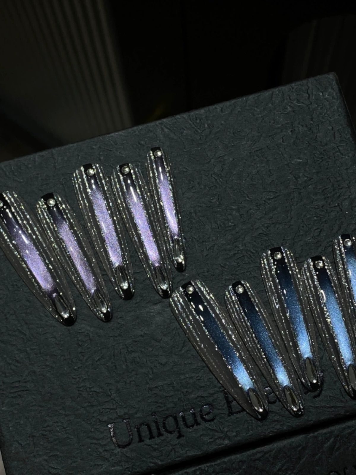 Diamond Dazzle Blue Nails