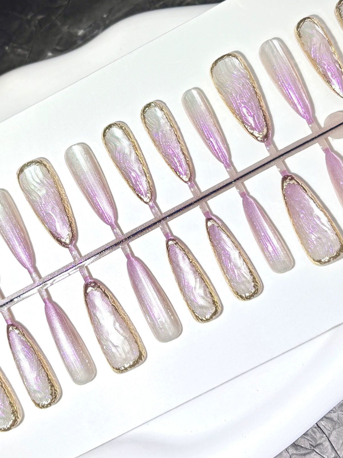 Crystal Foil Purple Nails