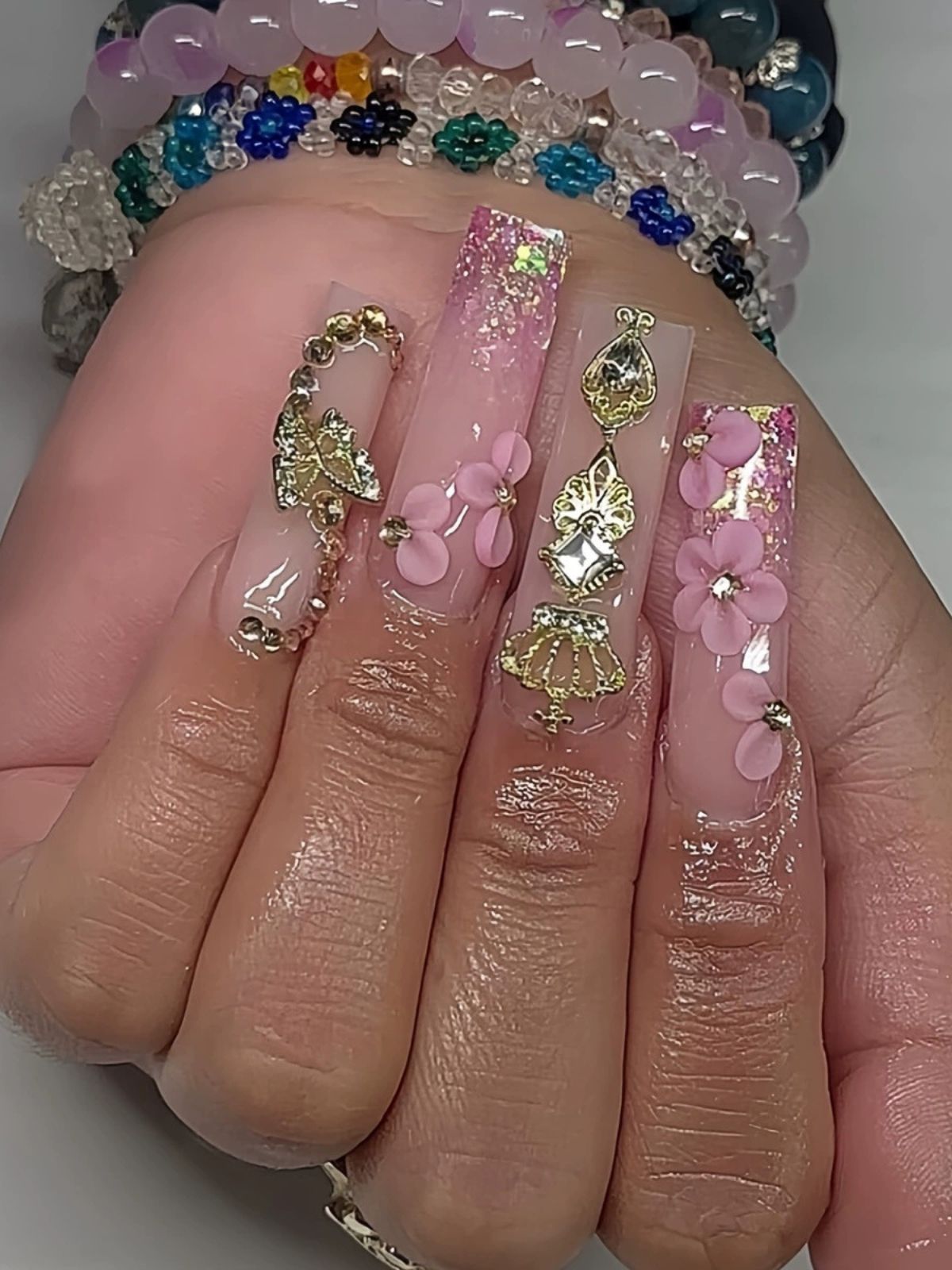 Crown Jewels Pink Nails