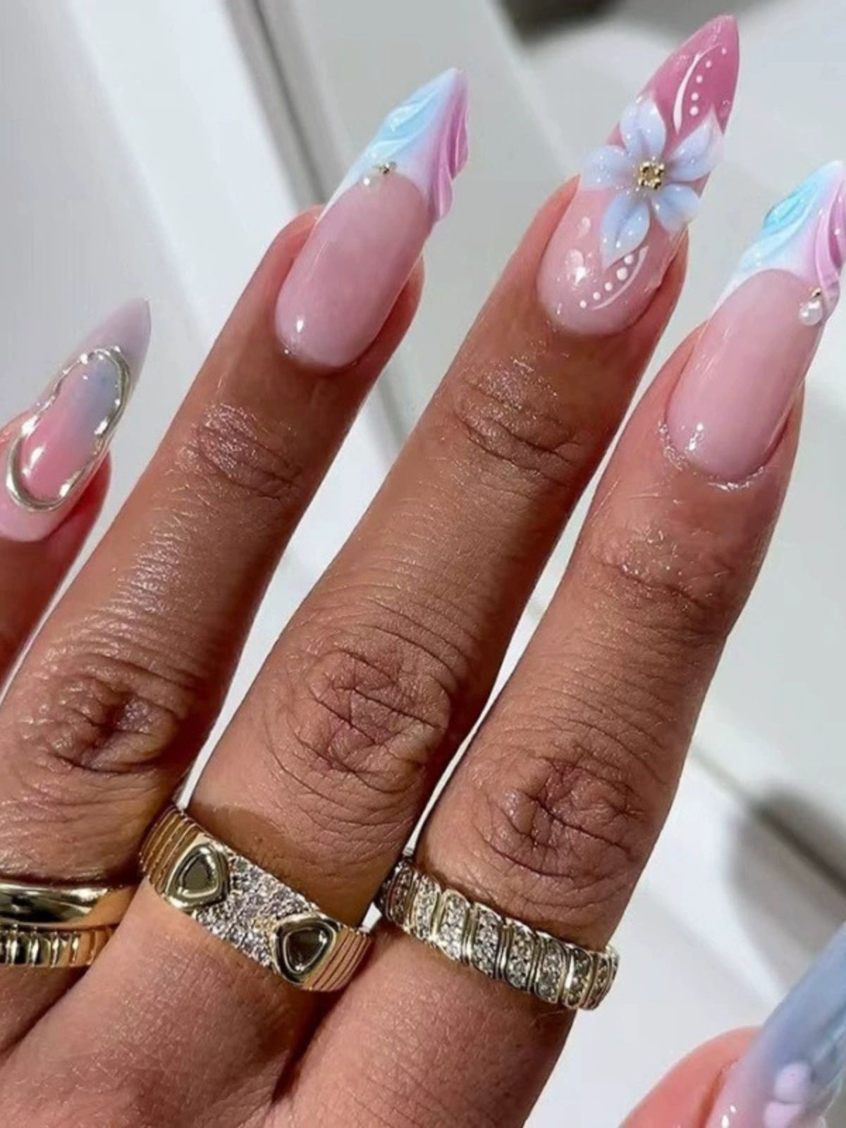 Pastel Petals Pink Nails