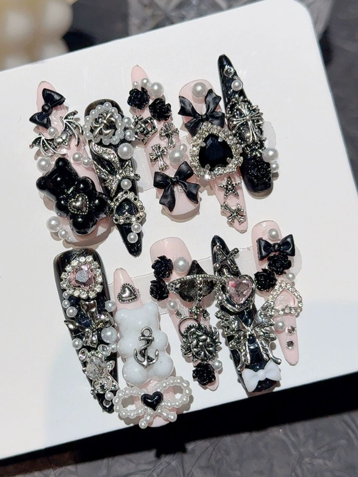 Silver Excess Black Nails