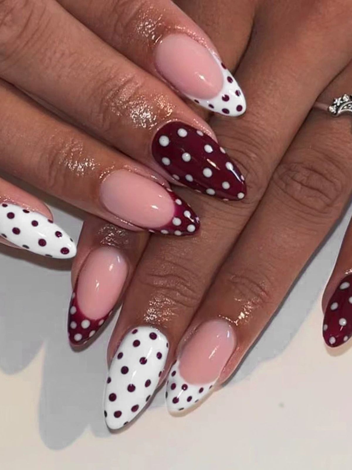 Dotted Darling Red Nails