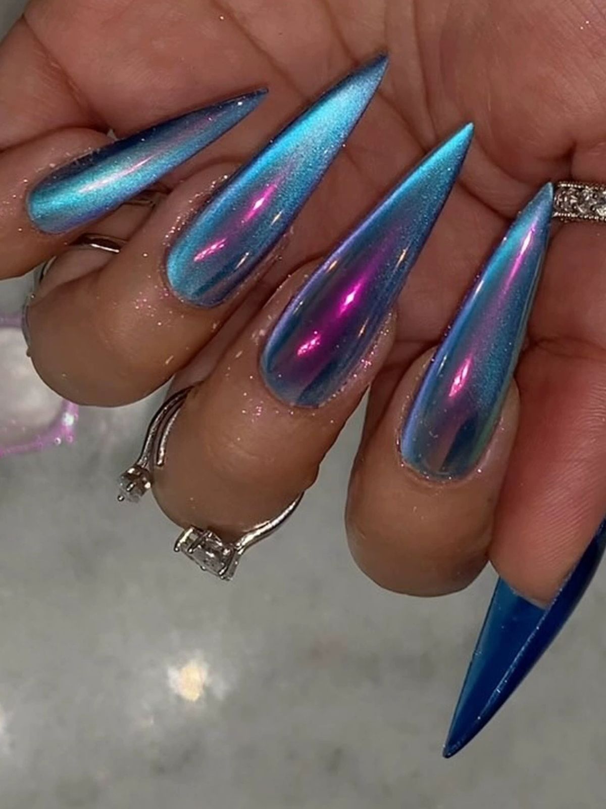 Electric Edge Blue Nails