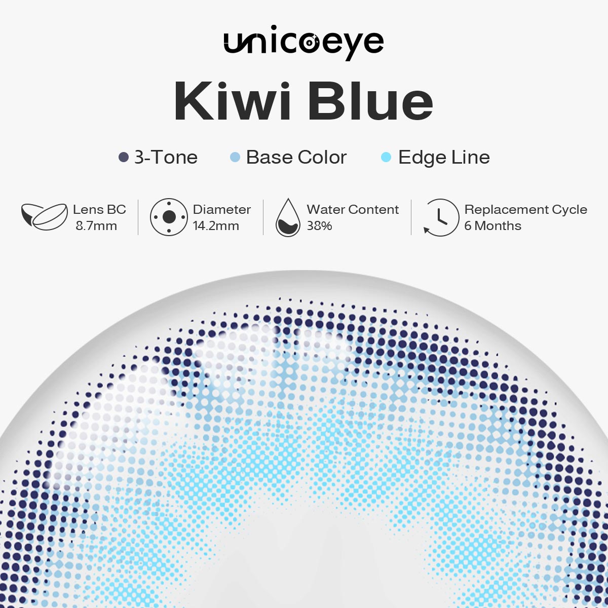 Kiwi Blue 6 Months Contact Lenses | 2 Pcs