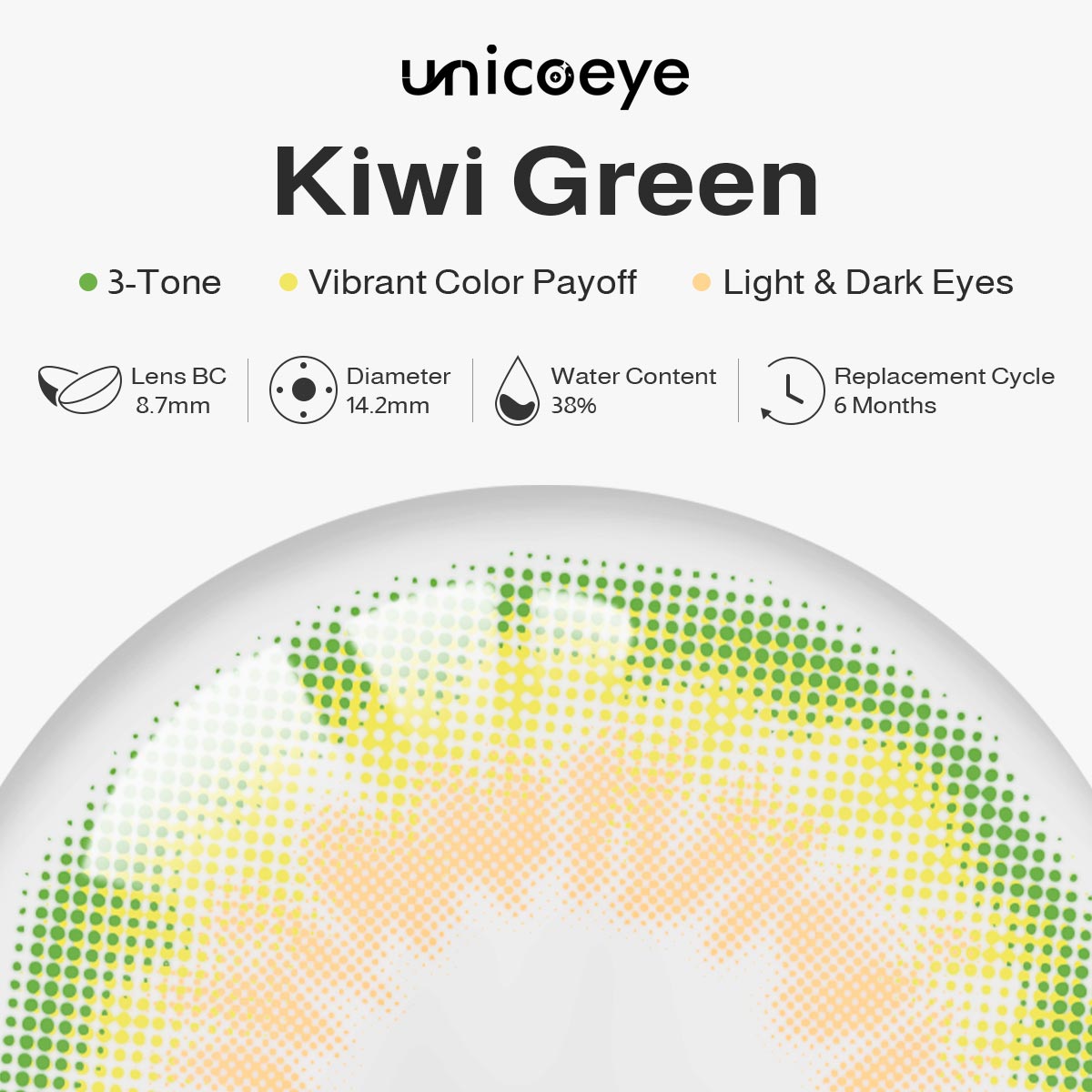 Kiwi Green 6 Months Contact Lenses | 2 Pcs
