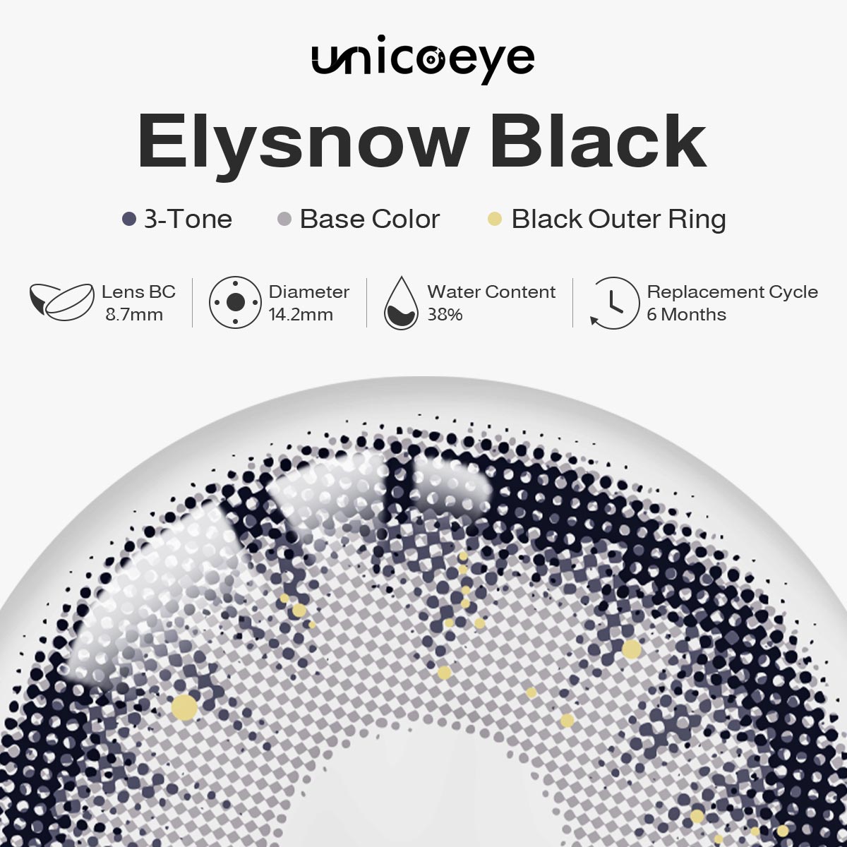 Elysnow Black 6 Months Contact Lenses | 2 Pcs